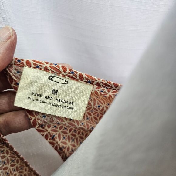 Pins and Needles Urban Outfitters Orange Cropped Popover Blouse Size Medium - Picture 4 of 6